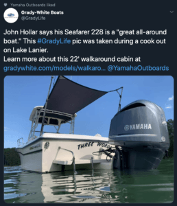 Boat posting on Twitter