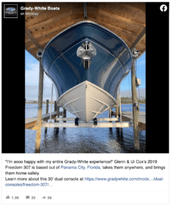 Grady White Boat posting on Facebook