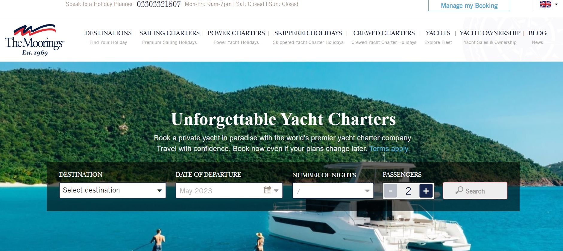 Website for Boat Rental Companies - Moorings